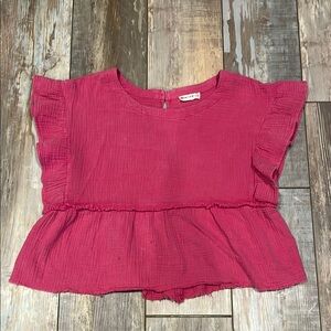 Women's Pink Gauze Ruffle Sleeve Top from Palmetto Moon